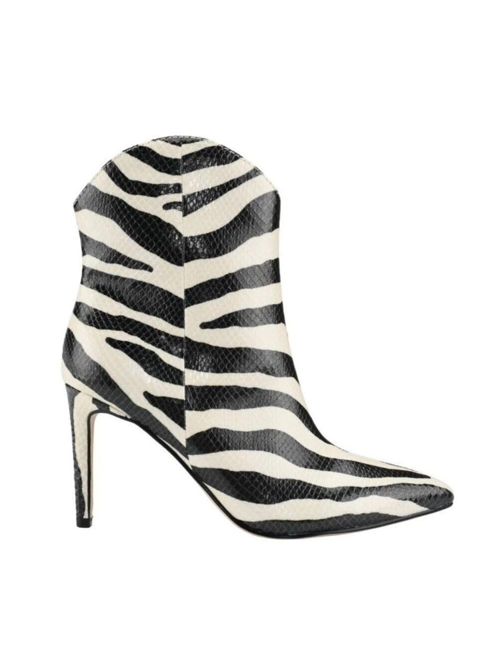 NEW Marc Fisher Revati Off White & Black Zebra Snake Embossed Booties
